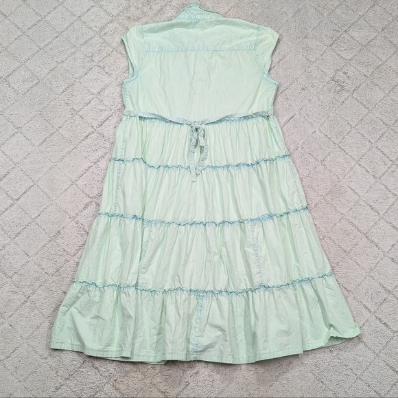 April Cornell Dress Womens S Green Sage Midi Tier Pintuck Lace Romantic Cottage - Picture 7 of 8